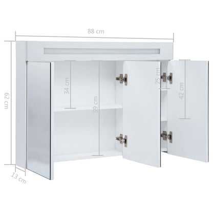 vidaXL LED Bathroom Mirror Cabinet 88x13x62 cm