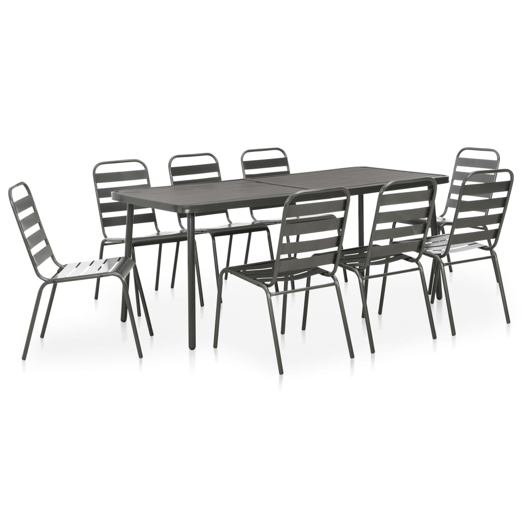 vidaXL Dining Set | Dark Grey | E-coated and powder-coated steel | Medium