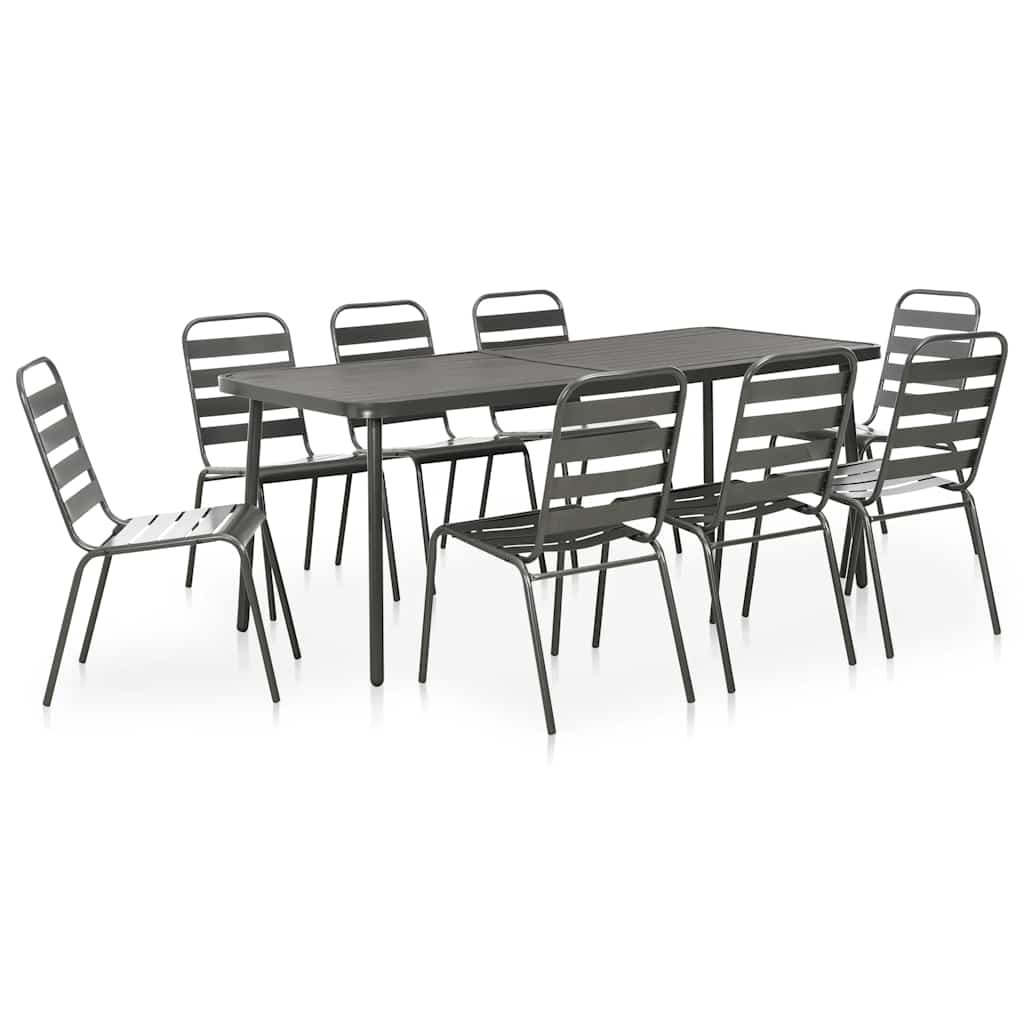 vidaXL Dining Set | Dark Grey | E-coated and powder-coated steel | Medium