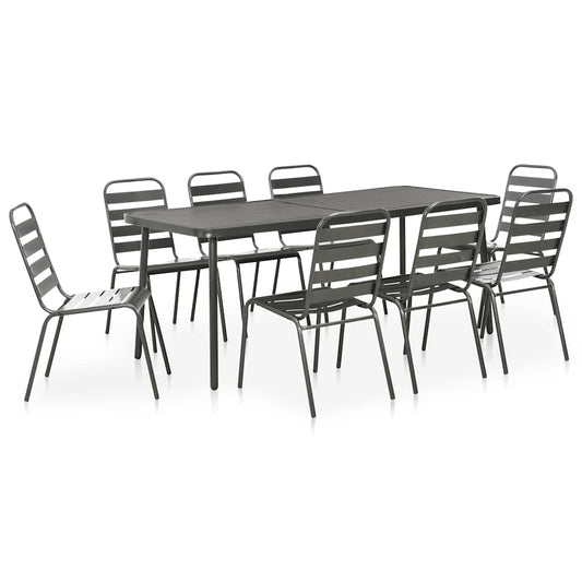 vidaXL Dining Set | Dark Grey | E-coated and powder-coated steel | Medium