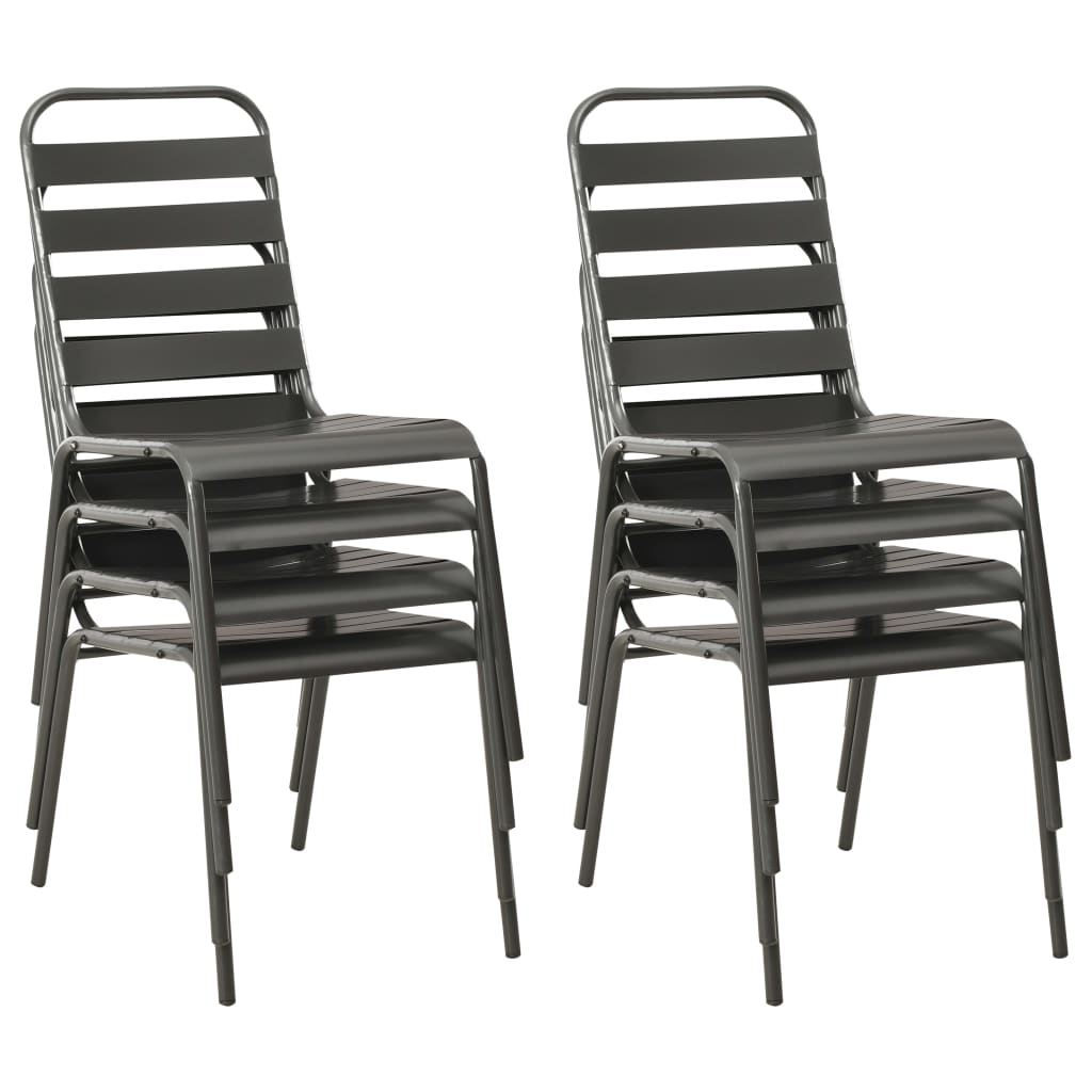 vidaXL Dining Set | Dark Grey | E-coated and powder-coated steel | Medium