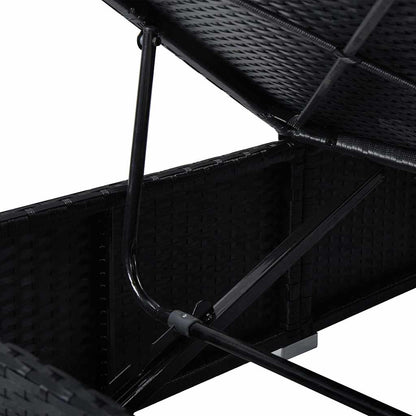 vidaXL Garden Sunloungers Reclining 3 pcs Black Poly rattan