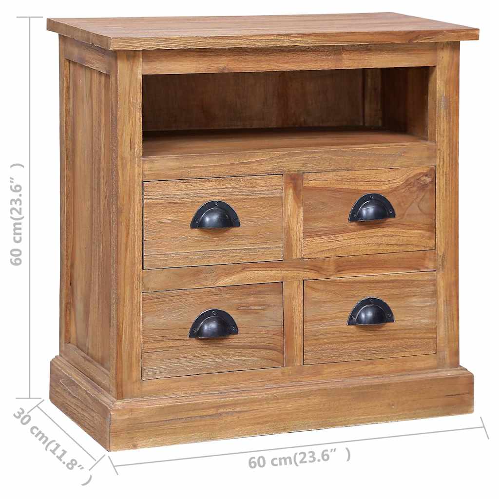 285311 vidaXL Side Cabinet 60x30x60 cm Solid Teak