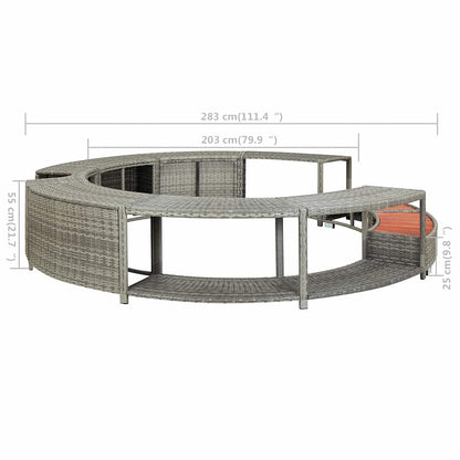 vidaXL Hot Tub Surround Grey Poly Rattan