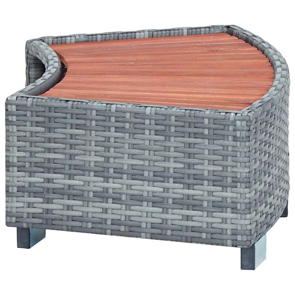 vidaXL Spa Step Grey Poly Rattan 92x45x25 cm