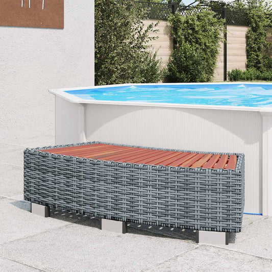 vidaXL Spa Step Grey Poly Rattan 92x45x25 cm