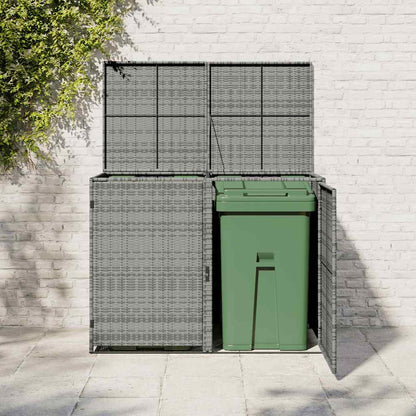 vidaXL Double Wheelie Bin Shed Poly Rattan Anthracite 148x77x111 cm