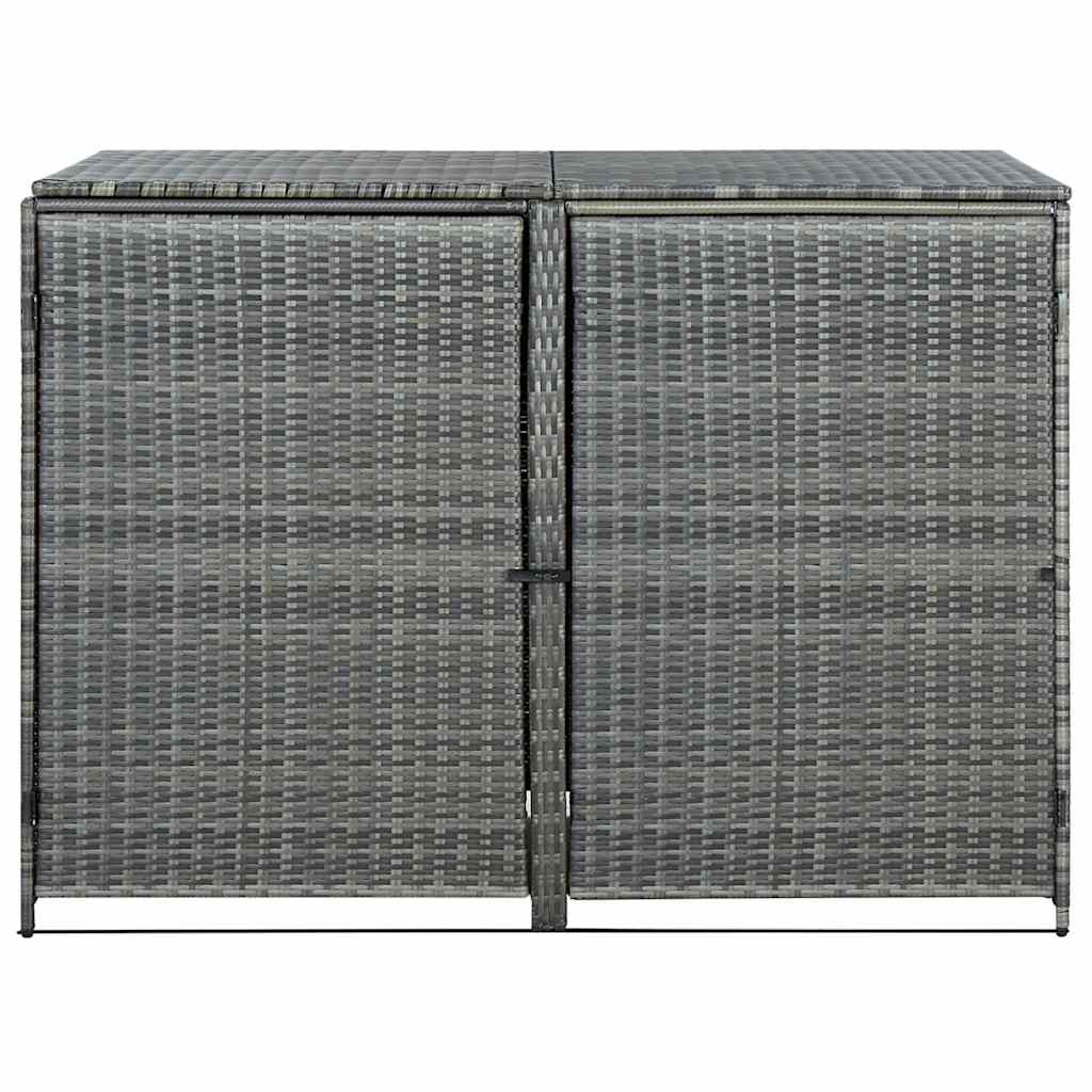 vidaXL Double Wheelie Bin Shed Poly Rattan Anthracite 148x77x111 cm