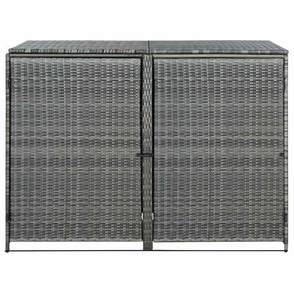 vidaXL Double Wheelie Bin Shed Poly Rattan Anthracite 148x77x111 cm