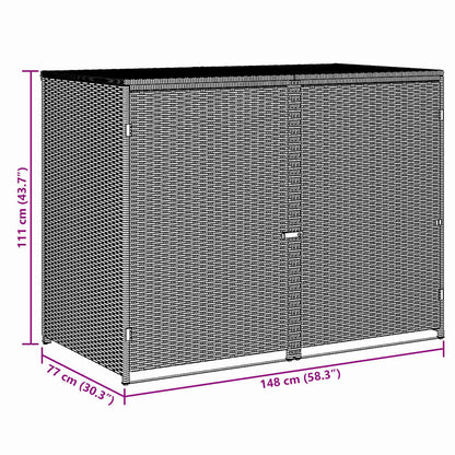 vidaXL Double Wheelie Bin Shed Poly Rattan Anthracite 148x77x111 cm