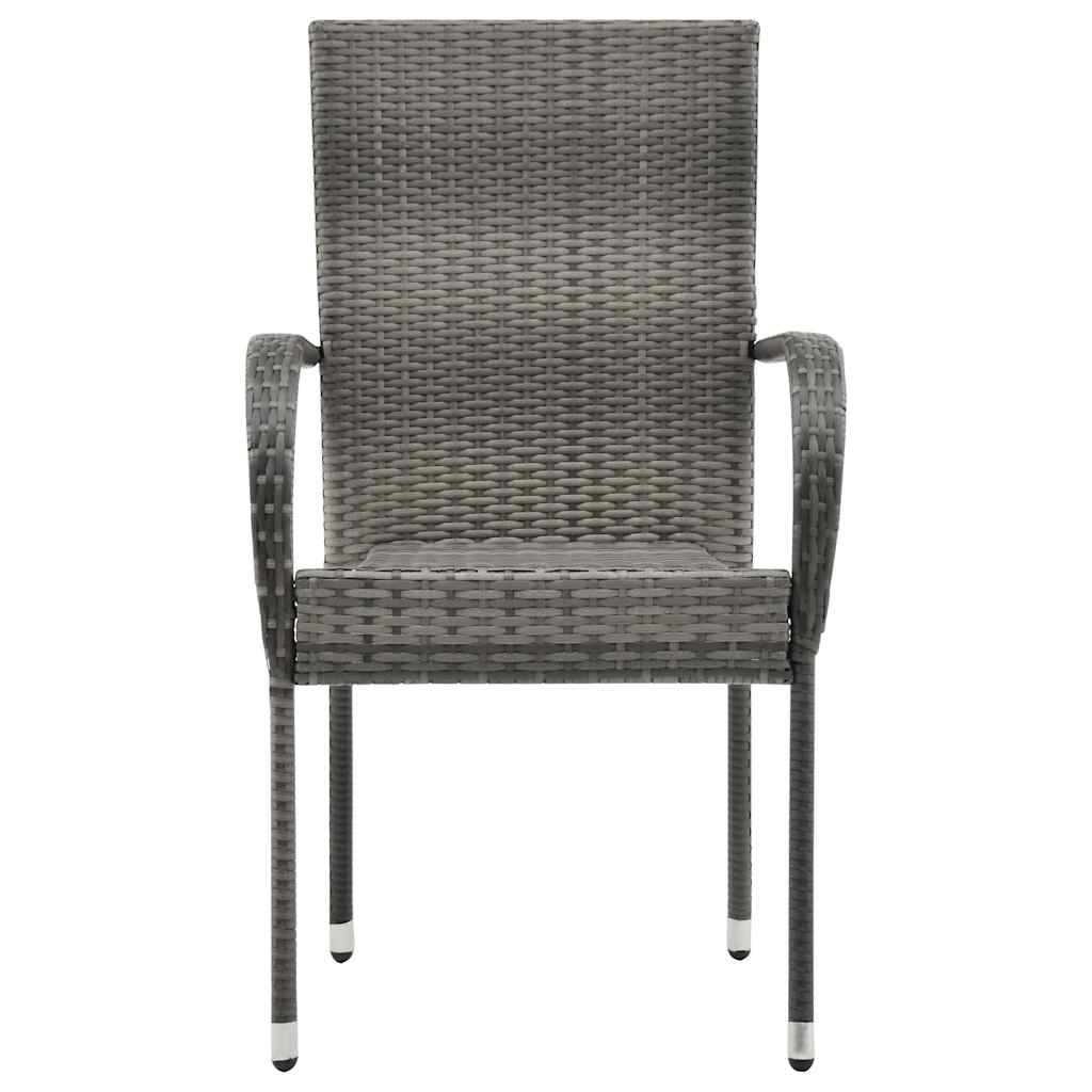 vidaXL Dining Chair | Set of 2 | Grey | Poly Rattan | Standard | Stackable