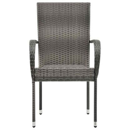 vidaXL Dining Chair | Set of 2 | Grey | Poly Rattan | Standard | Stackable