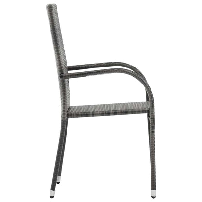 vidaXL Dining Chair | Set of 2 | Grey | Poly Rattan | Standard | Stackable