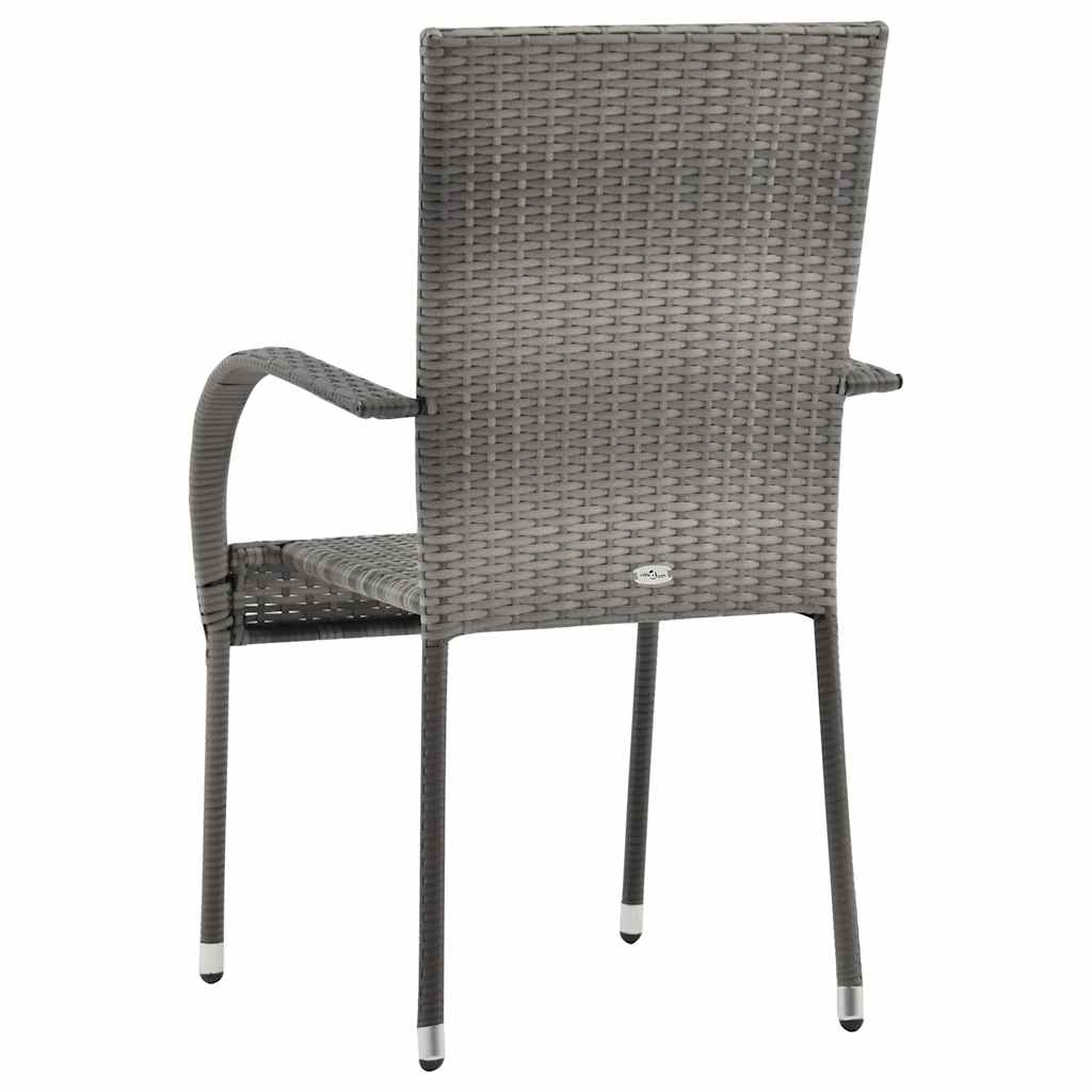 vidaXL Dining Chair | Set of 2 | Grey | Poly Rattan | Standard | Stackable