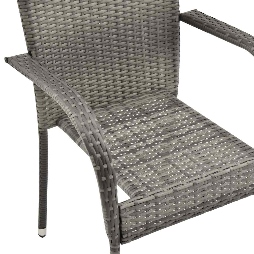 vidaXL Dining Chair | Set of 2 | Grey | Poly Rattan | Standard | Stackable