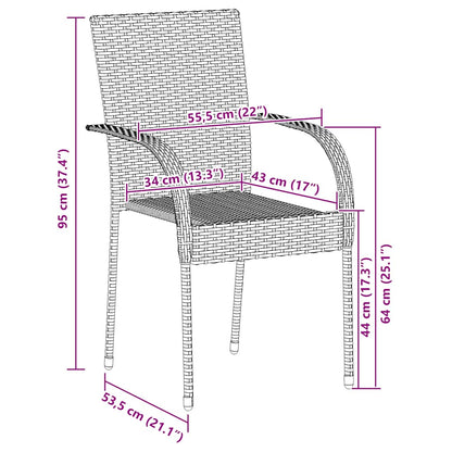 vidaXL Dining Chair | Set of 2 | Grey | Poly Rattan | Standard | Stackable