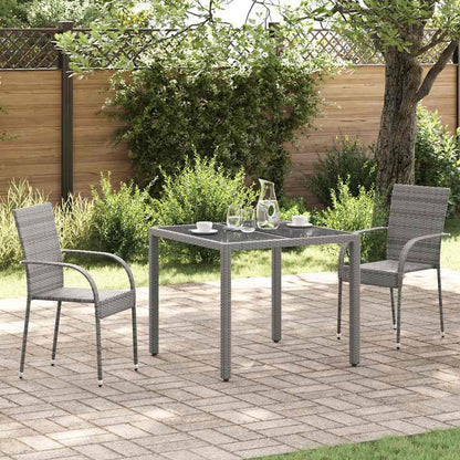 vidaXL Dining Chair | Set of 2 | Grey | Poly Rattan | Standard | Stackable