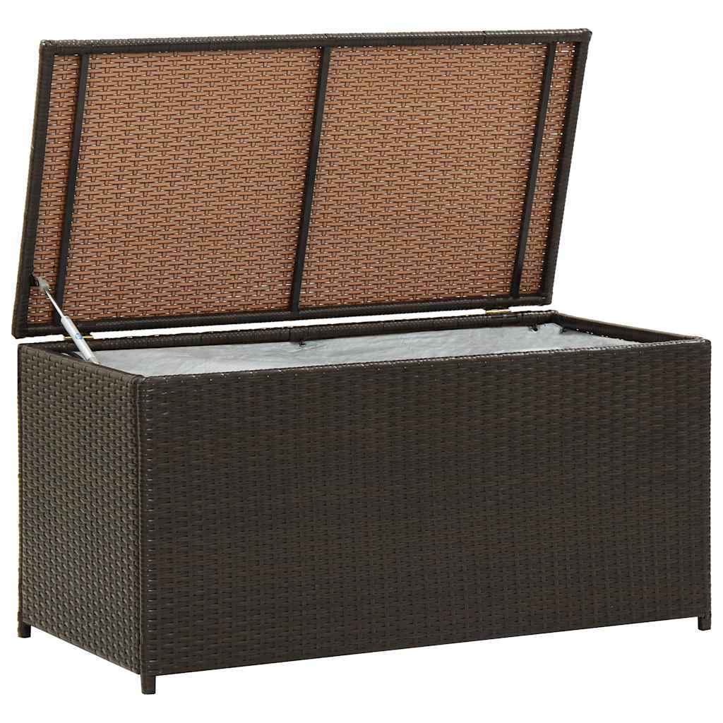 vidaXL Outdoor Storage Box | Brown | Polyethylene rattan, Powder-coated steel