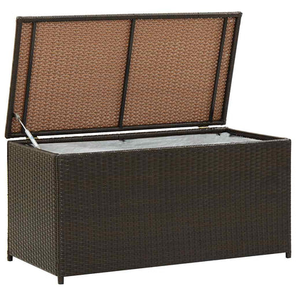 vidaXL Outdoor Storage Box | Brown | Polyethylene rattan, Powder-coated steel