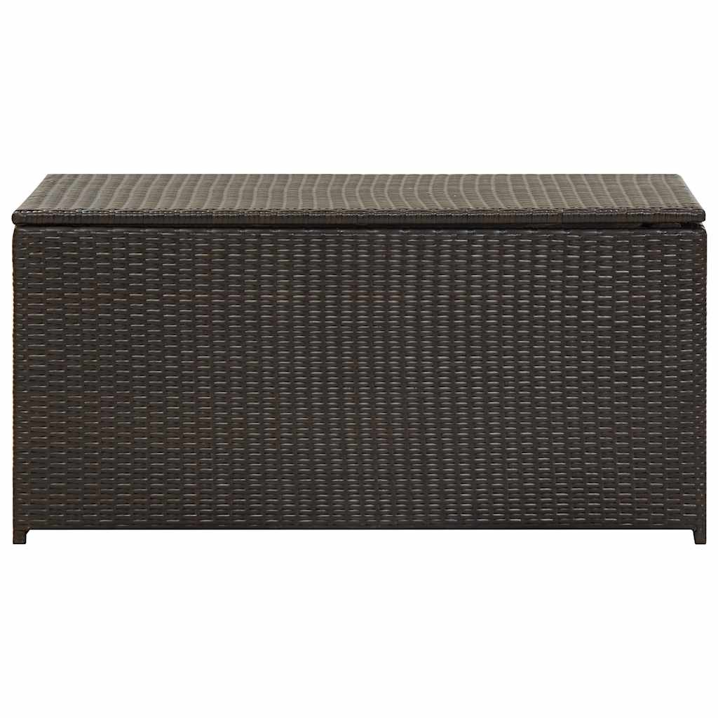 vidaXL Outdoor Storage Box | Brown | Polyethylene rattan, Powder-coated steel