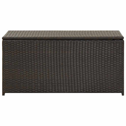 vidaXL Outdoor Storage Box | Brown | Polyethylene rattan, Powder-coated steel