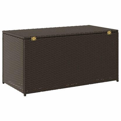 vidaXL Outdoor Storage Box | Brown | Polyethylene rattan, Powder-coated steel