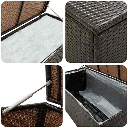 vidaXL Outdoor Storage Box | Brown | Polyethylene rattan, Powder-coated steel