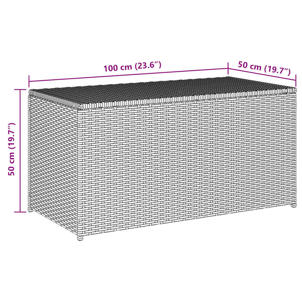 vidaXL Outdoor Storage Box | Brown | Polyethylene rattan, Powder-coated steel