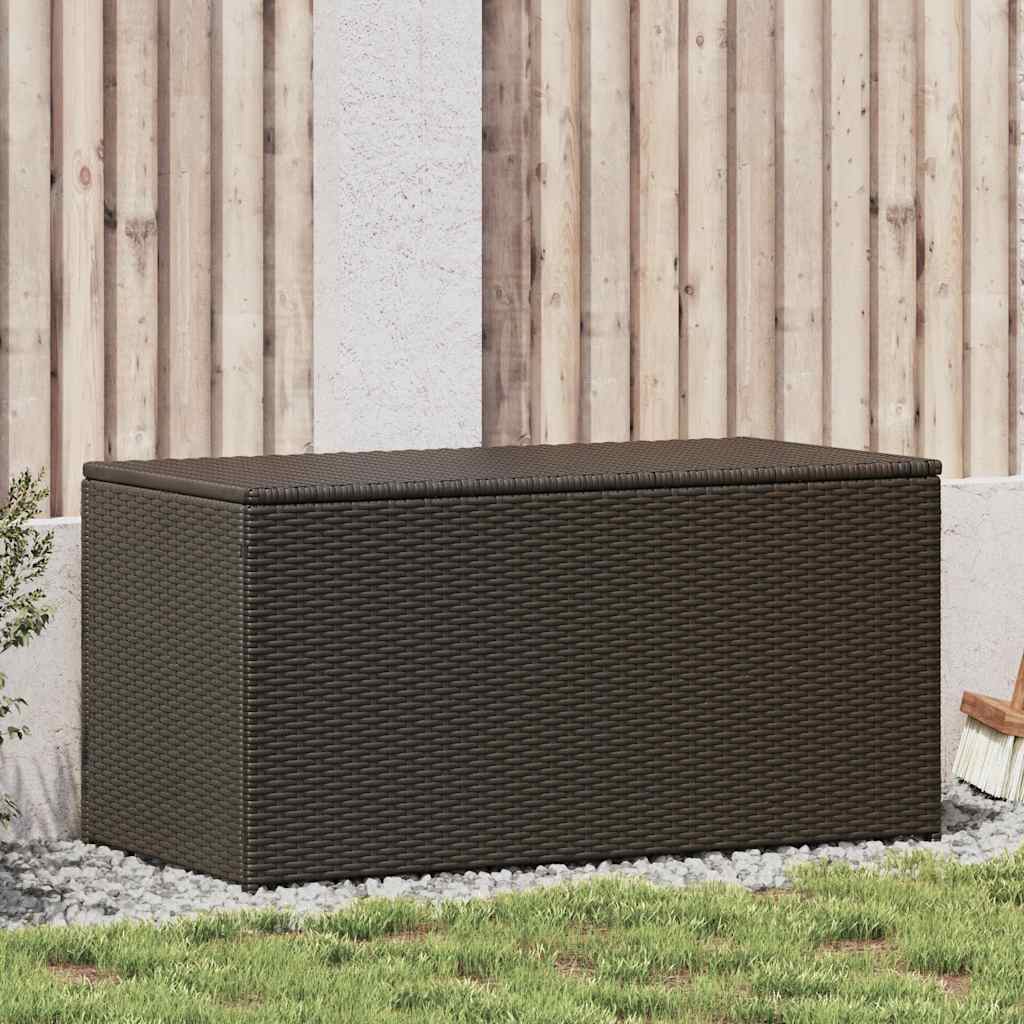 vidaXL Outdoor Storage Box | Brown | Polyethylene rattan, Powder-coated steel