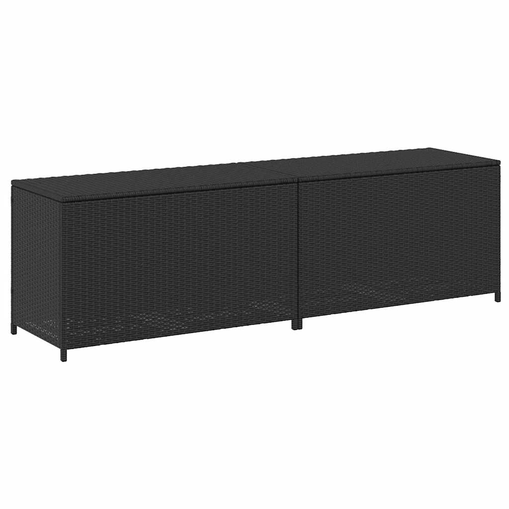 vidaXL Storage Chest | Black | Poly Rattan, Powder-Coated Steel | Large