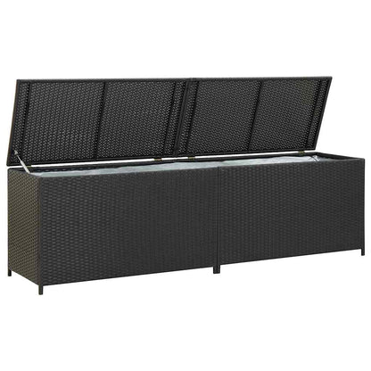 vidaXL Storage Chest | Black | Poly Rattan, Powder-Coated Steel | Large