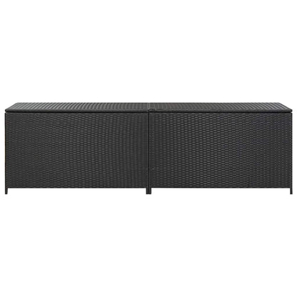 vidaXL Storage Chest | Black | Poly Rattan, Powder-Coated Steel | Large