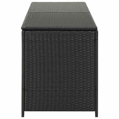 vidaXL Storage Chest | Black | Poly Rattan, Powder-Coated Steel | Large
