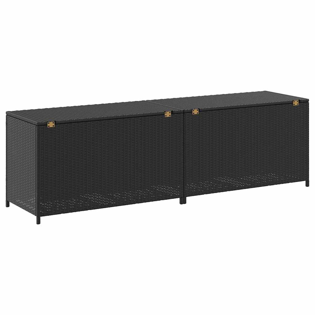 vidaXL Storage Chest | Black | Poly Rattan, Powder-Coated Steel | Large