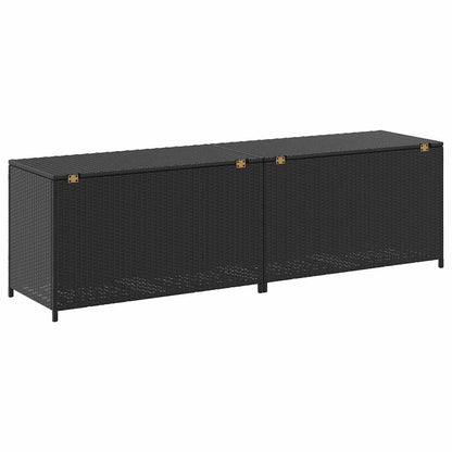 vidaXL Storage Chest | Black | Poly Rattan, Powder-Coated Steel | Large