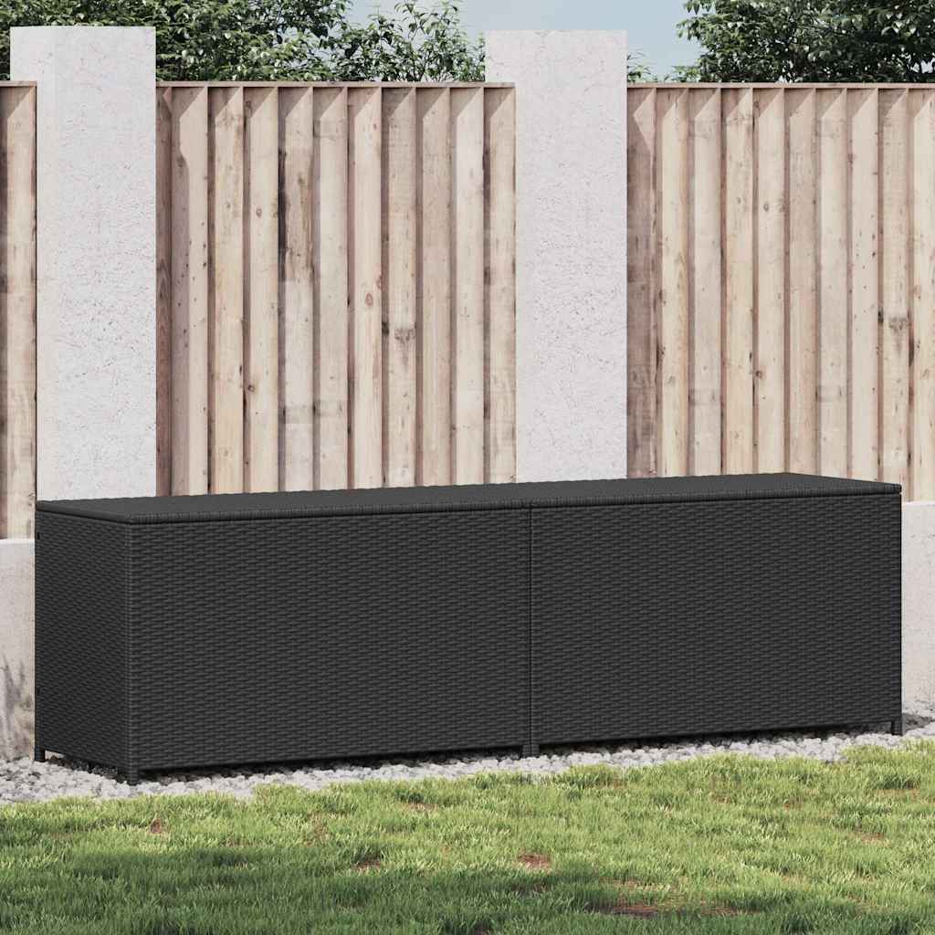 vidaXL Storage Chest | Black | Poly Rattan, Powder-Coated Steel | Large