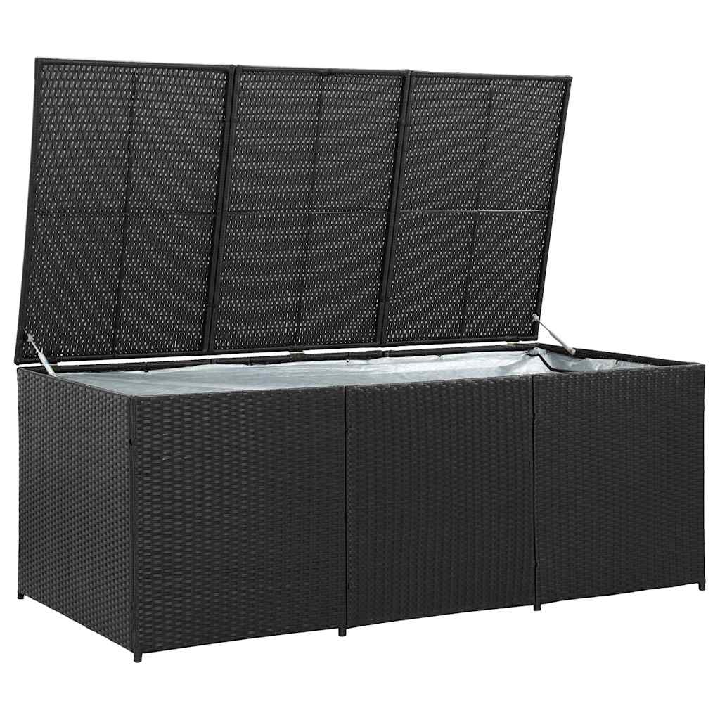 vidaXL Storage Chest | Black | Polyethylene Rattan | Large | Garden Storage Box