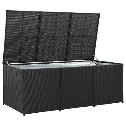 vidaXL Storage Chest | Black | Polyethylene Rattan | Large | Garden Storage Box