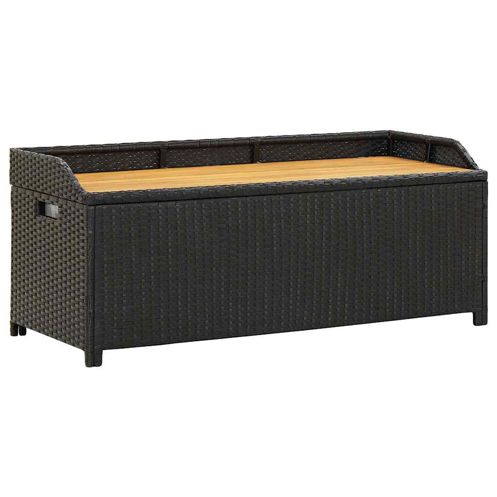 46480 vidaXL Garden Storage Bench 120 cm Poly Rattan Black