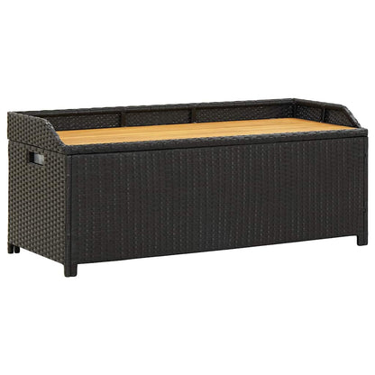 vidaXL Storage Bench | Black | Poly rattan | 120 cm | Storage Bench