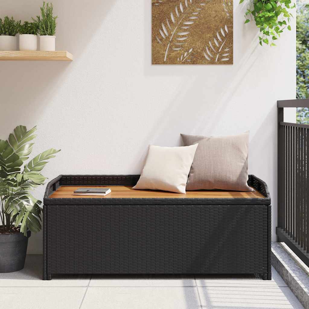 46480 vidaXL Garden Storage Bench 120 cm Poly Rattan Black