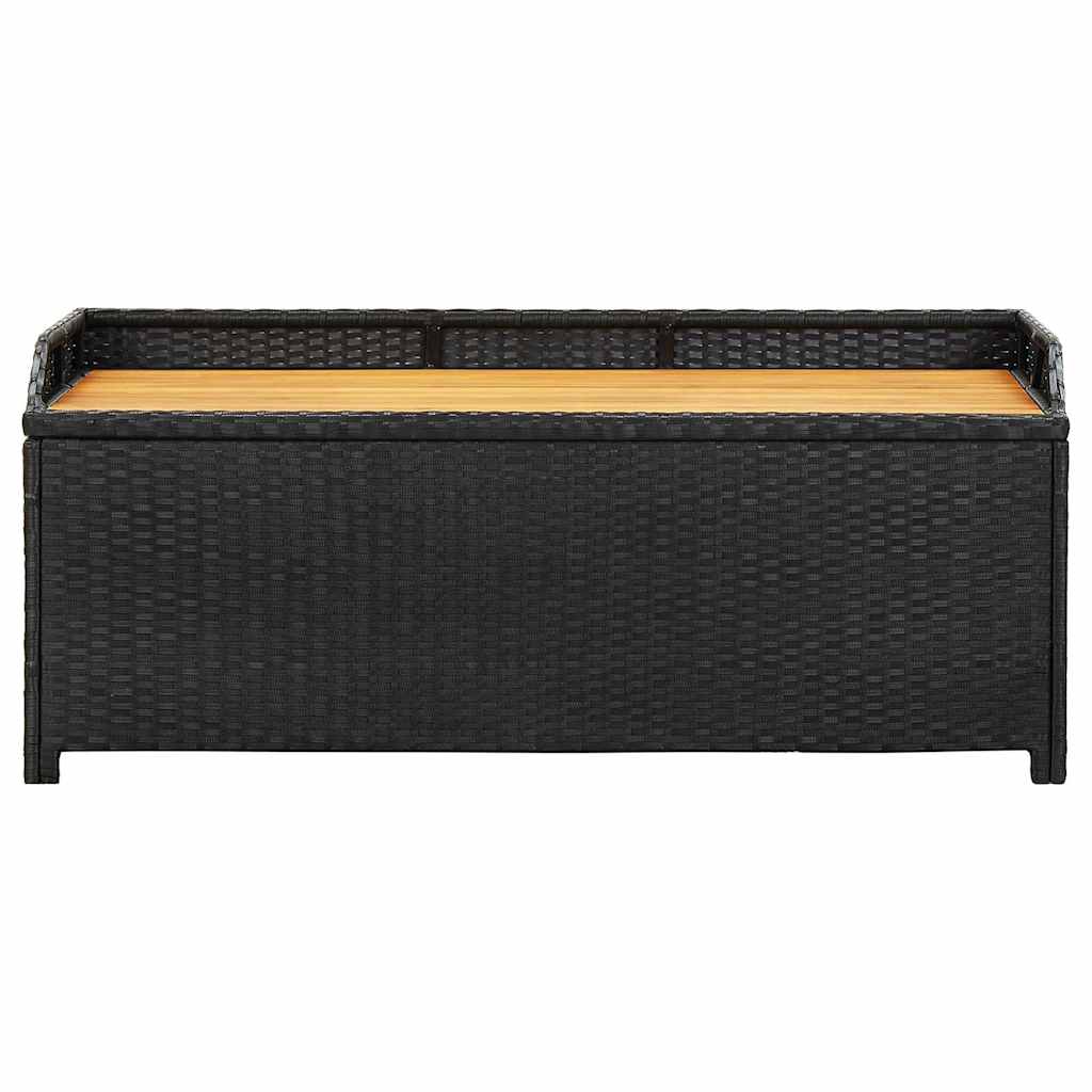 46480 vidaXL Garden Storage Bench 120 cm Poly Rattan Black