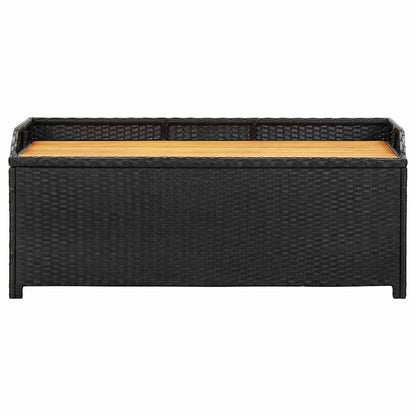 46480 vidaXL Garden Storage Bench 120 cm Poly Rattan Black