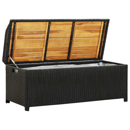 46480 vidaXL Garden Storage Bench 120 cm Poly Rattan Black