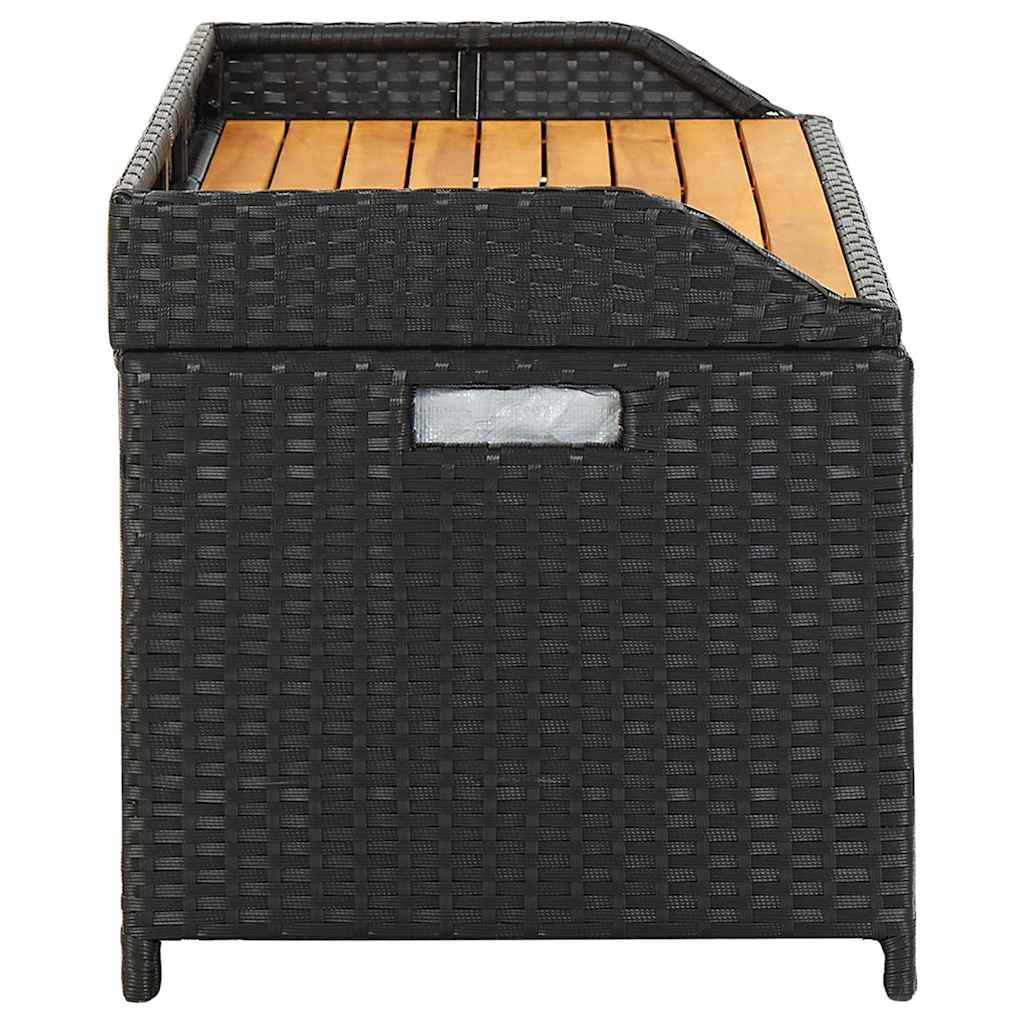 46480 vidaXL Garden Storage Bench 120 cm Poly Rattan Black