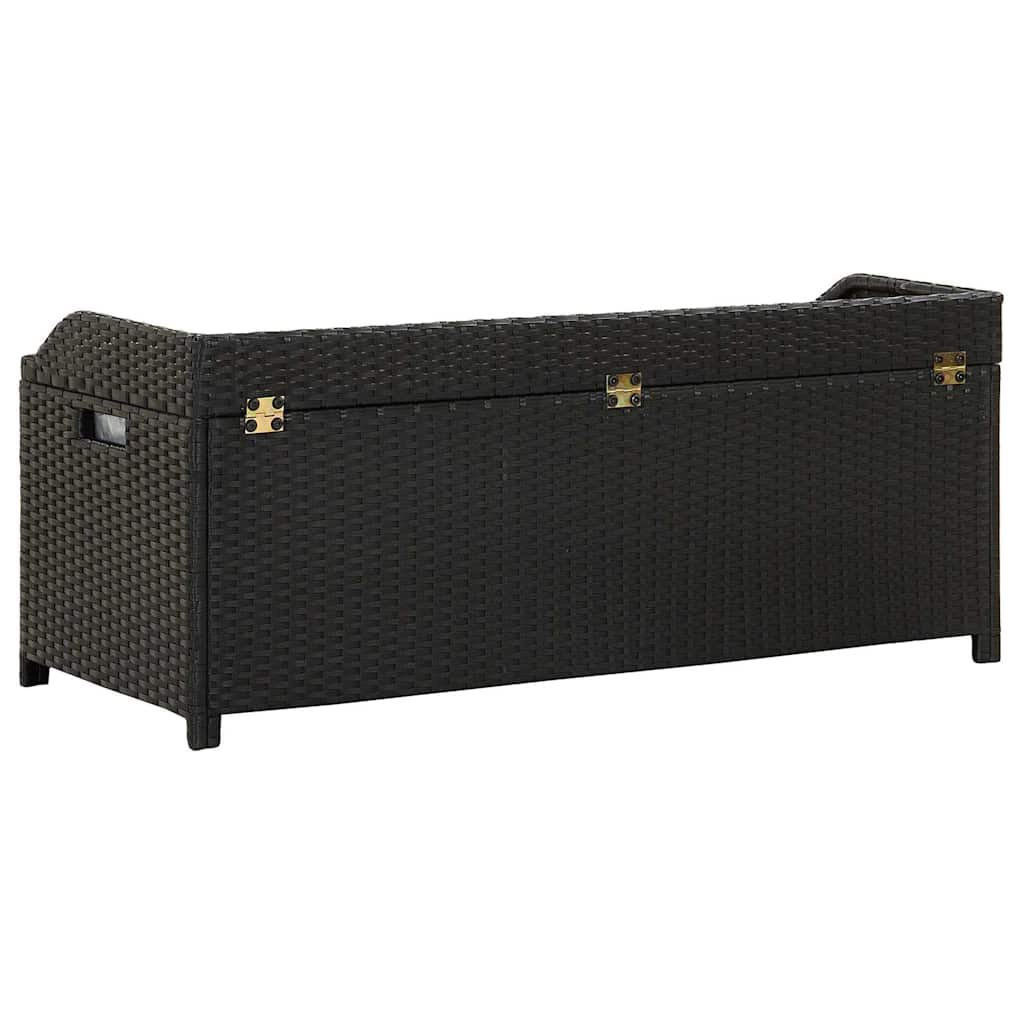 46480 vidaXL Garden Storage Bench 120 cm Poly Rattan Black