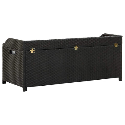 46480 vidaXL Garden Storage Bench 120 cm Poly Rattan Black