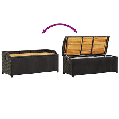 46480 vidaXL Garden Storage Bench 120 cm Poly Rattan Black