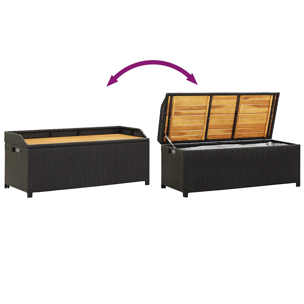 vidaXL Storage Bench | Black | Poly rattan | 120 cm | Storage Bench