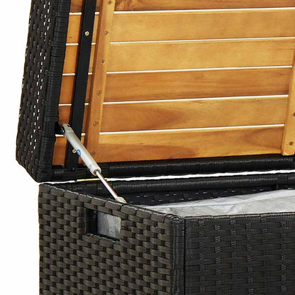 46480 vidaXL Garden Storage Bench 120 cm Poly Rattan Black